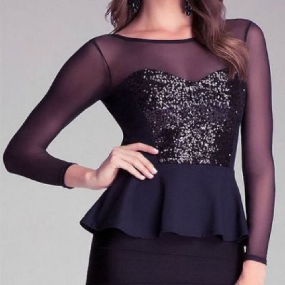 Bebe Sequin Mesh Top